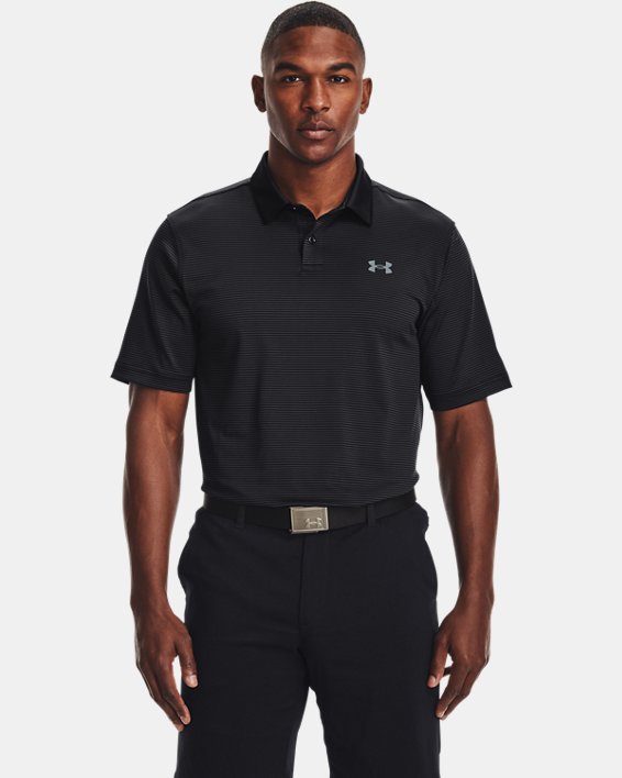 男士UA Performance Stripe Polo衫, Black, pdpMainDesktop image number 0